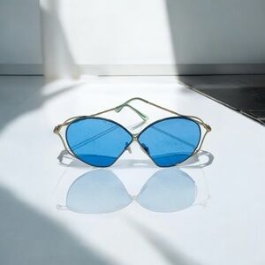 Vintage Wire Framed Sunglasses With Blue Tint